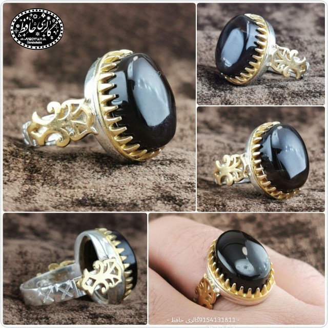 انگشتر شیک عقیق مشکی مردانه
