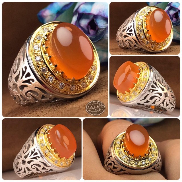 انگشتر شیک با نگین عقیق یمنی