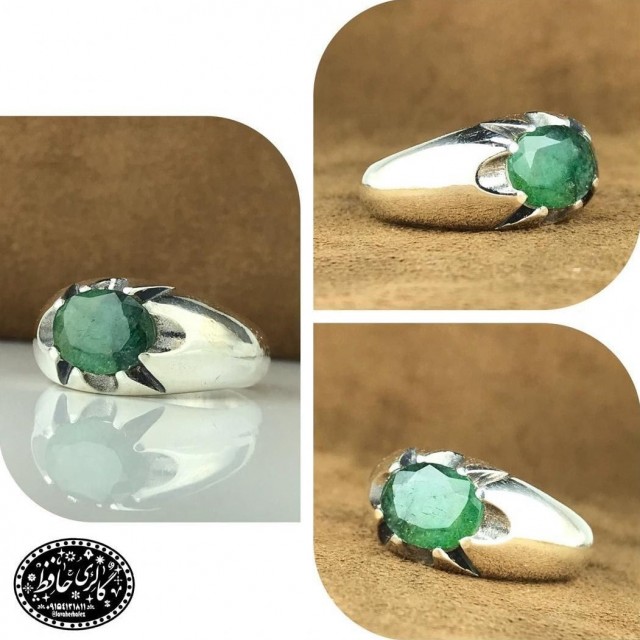 انگشتر زمرد خوشرنگ اصل معدنی