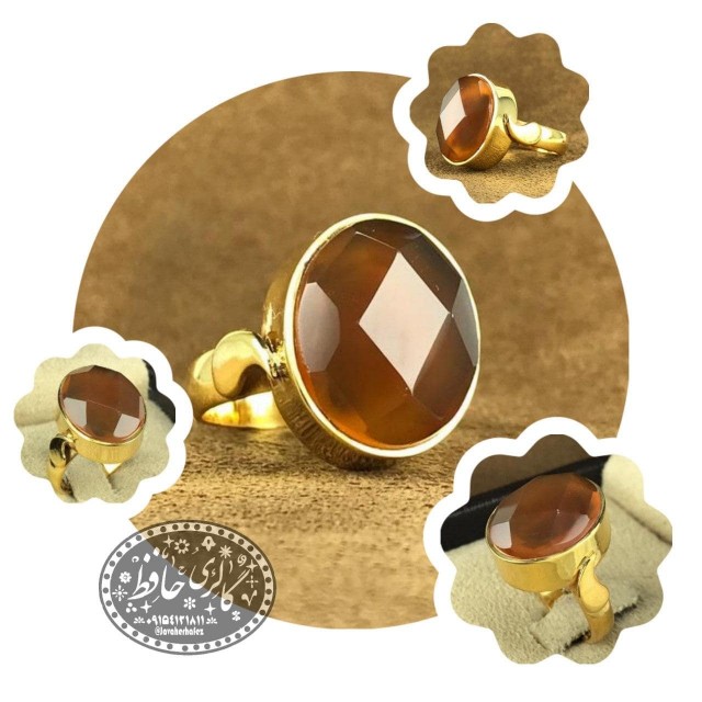 انگشتر عقیق پرتقالی خراسانی رکاب نقره همراه حرز کامل امام جواد(ع)