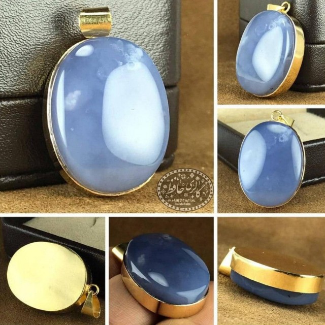مدال عقیق کبود یمنی/معدنی با قابلیت انتخاب کیفیت +گنجینه پنج حرز شریف