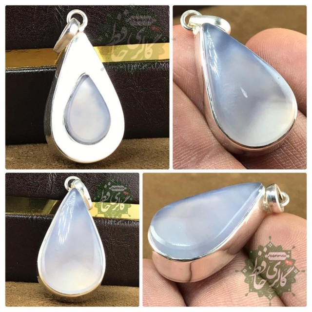 مدال عقیق کبود خراسانی پشت کار عقیق کبود اشکی یمنی همراه گنجینه پنج حرز شریف