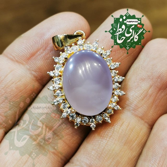 مدال عقیق کبودیمنی/خراسانی قاب رزگلد همراه گنجینه پنج حرز شریف