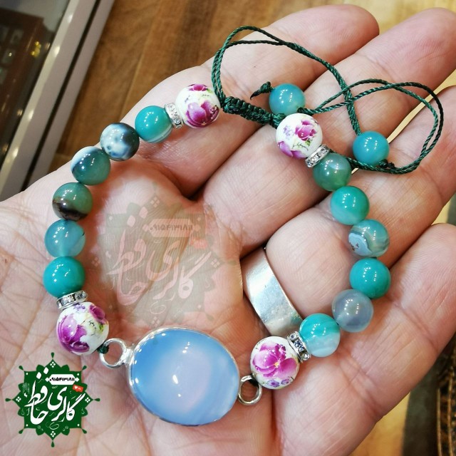 دستبندشیک فانتزی مدل وحیدانه عقیق کبود یمنی