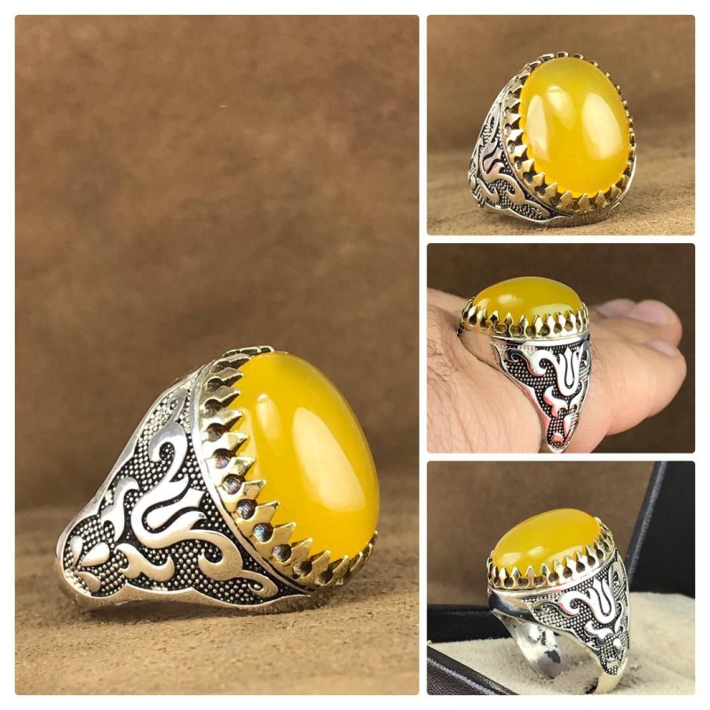 انگشتر عقیق خراسانی رکاب نقره همراه گنجینه پنج حرز شریف