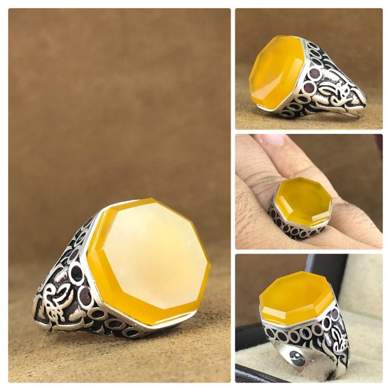 انگشتر عقیق خراسانی رکاب نقره همراه گنجینه پنج حرز شریف