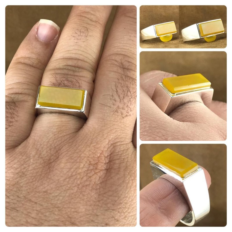 ست انگشتر عقیق خراسانی رکاب نقره همراه حرز امام جواد(ع)