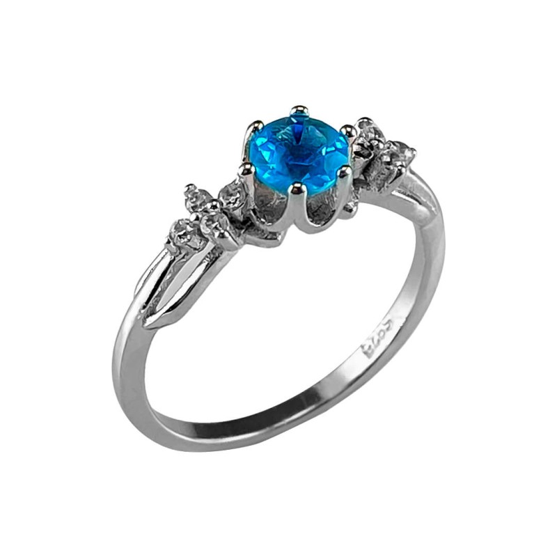انگشتر جواهری زنانه با سنگ توپاز رکاب نقره