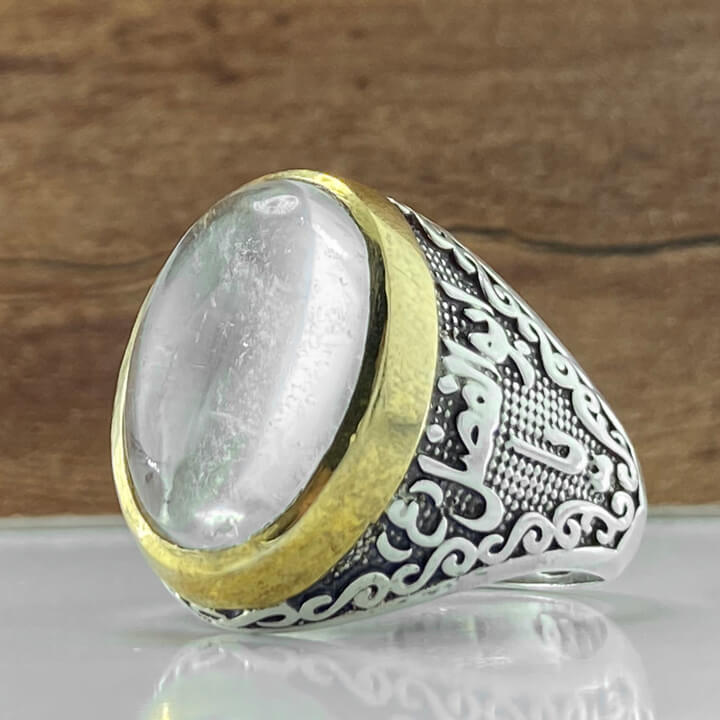 انگشتر مردانه با سنگ درنجف رکاب نقره