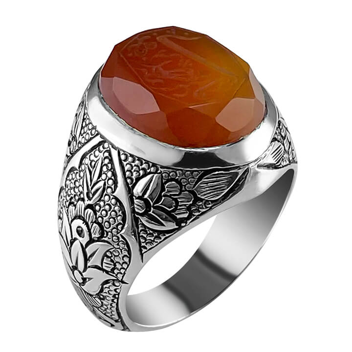 انگشتر مردانه عقیق یمنی رکاب نقره