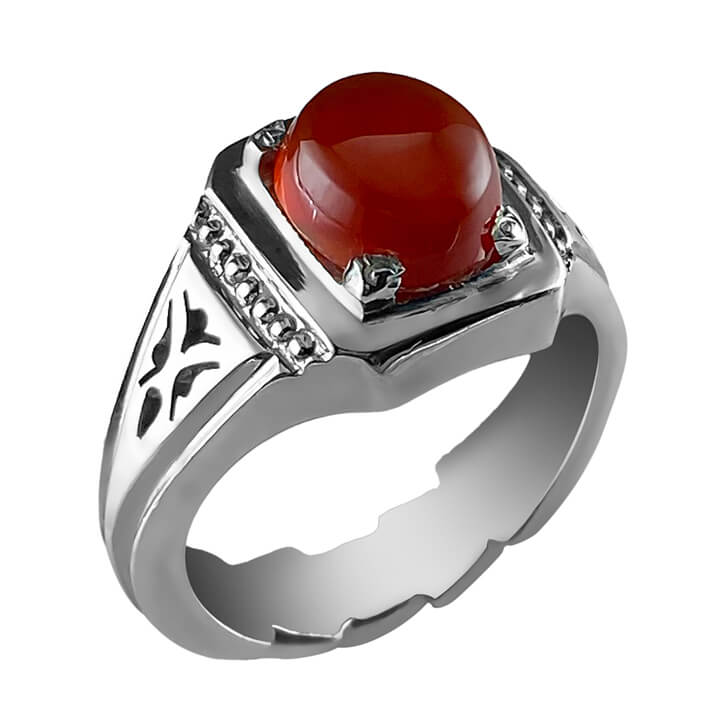 انگشتر مردانه عقیق یمنی رکاب نقره