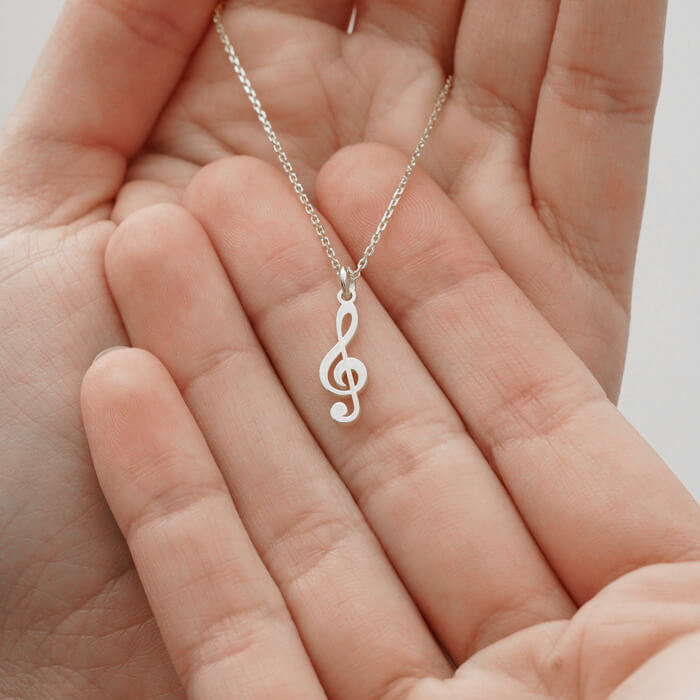گردنبند نقره طرح نوت موسیقی