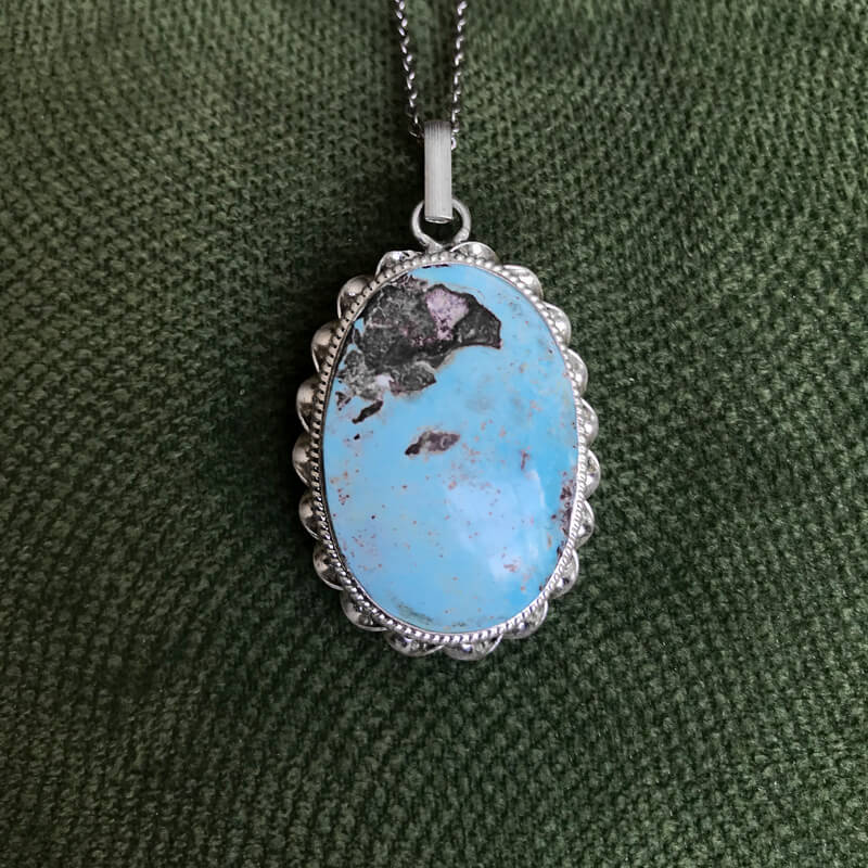 گردنبند نقره با سنگ فیروزه نیشابور