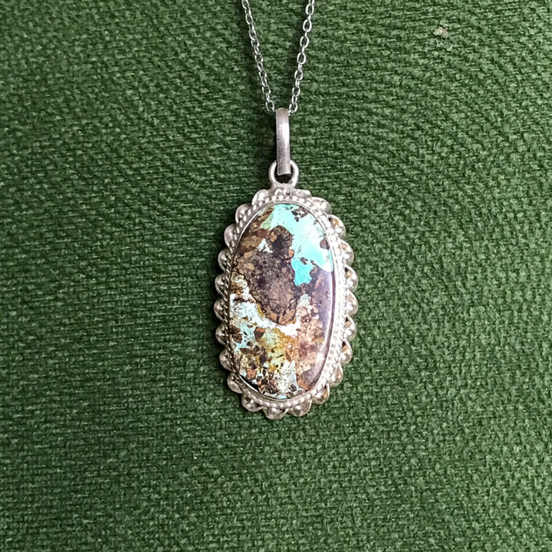 گردنبند نقره با سنگ فیروزه نیشابور