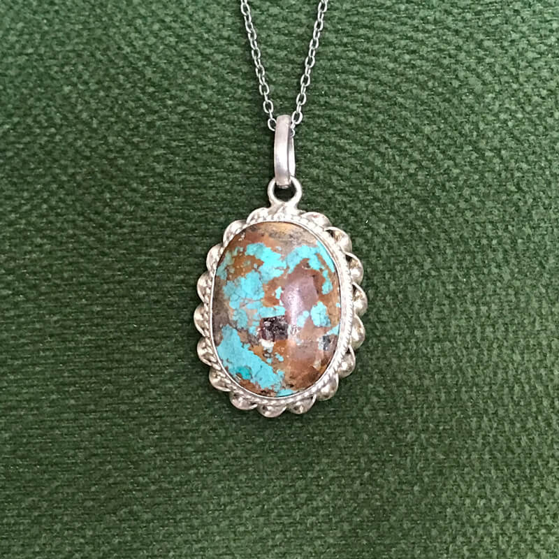 گردنبند نقره با سنگ فیروزه نیشابور