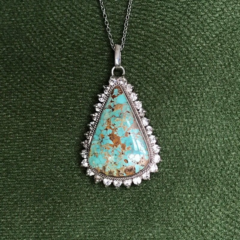 گردنبند نقره با سنگ فیروزه نیشابور