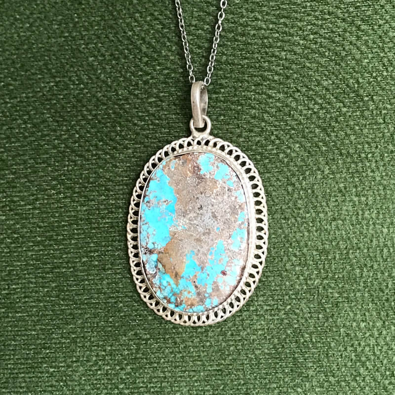 گردنبند نقره با سنگ فیروزه نیشابور