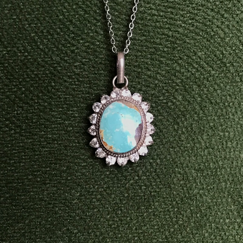 گردنبند نقره با سنگ فیروزه نیشابور