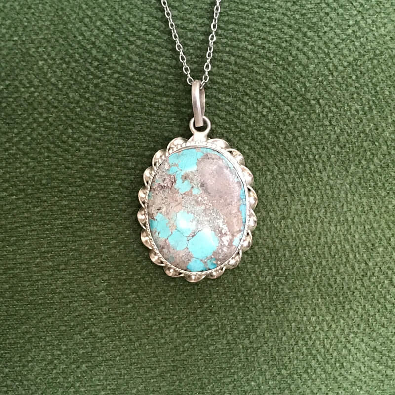 گردنبند نقره با سنگ فیروزه فیروزه