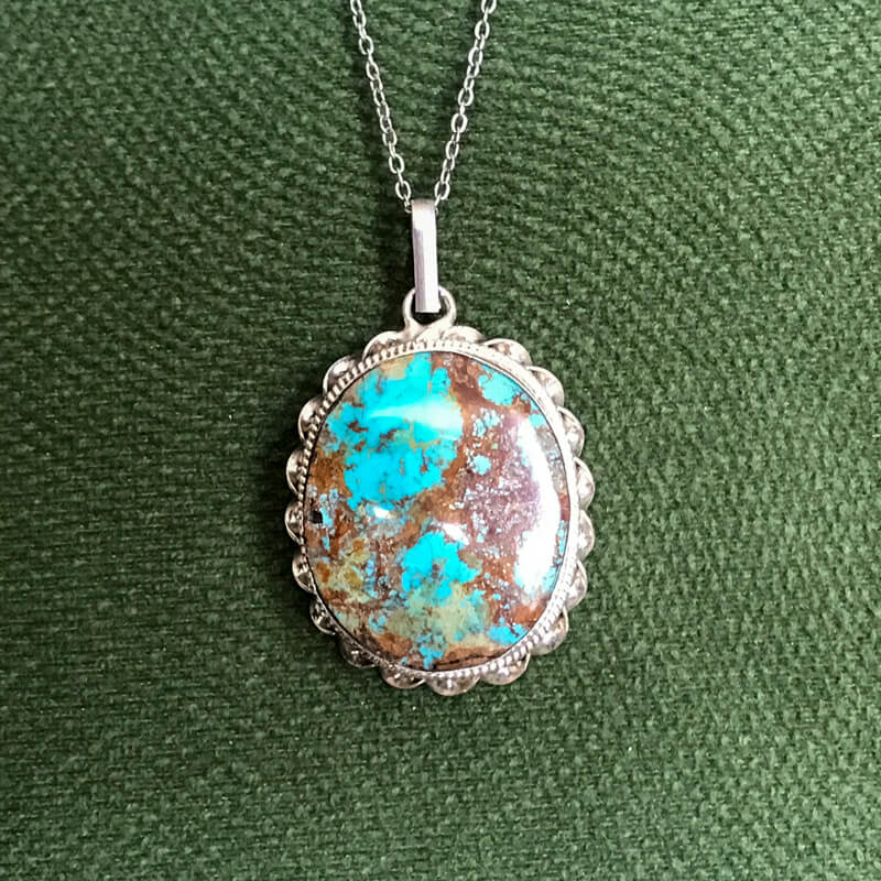 گردنبند نقره با سنگ فیروزه نیشابور