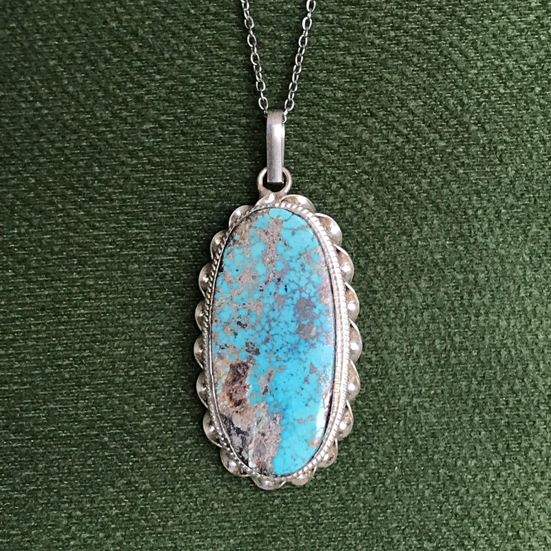 گردنبند نقره با سنگ فیروزه نیشابور