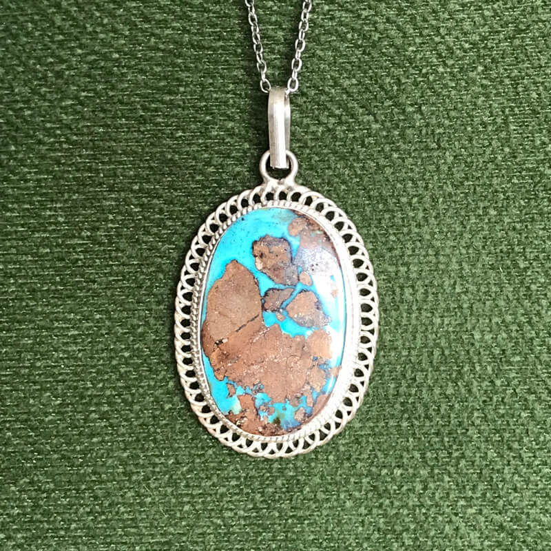 گردنبند نقره با سنگ فیروزه نیشابور