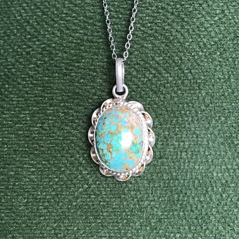 گردنبند نقره با سنگ فیروزه کد 031