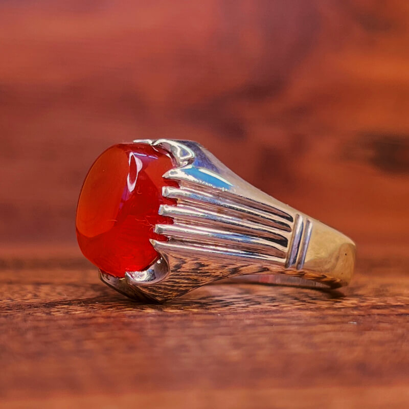 انگشتر مردانه عقیق یمنی رکاب نقره