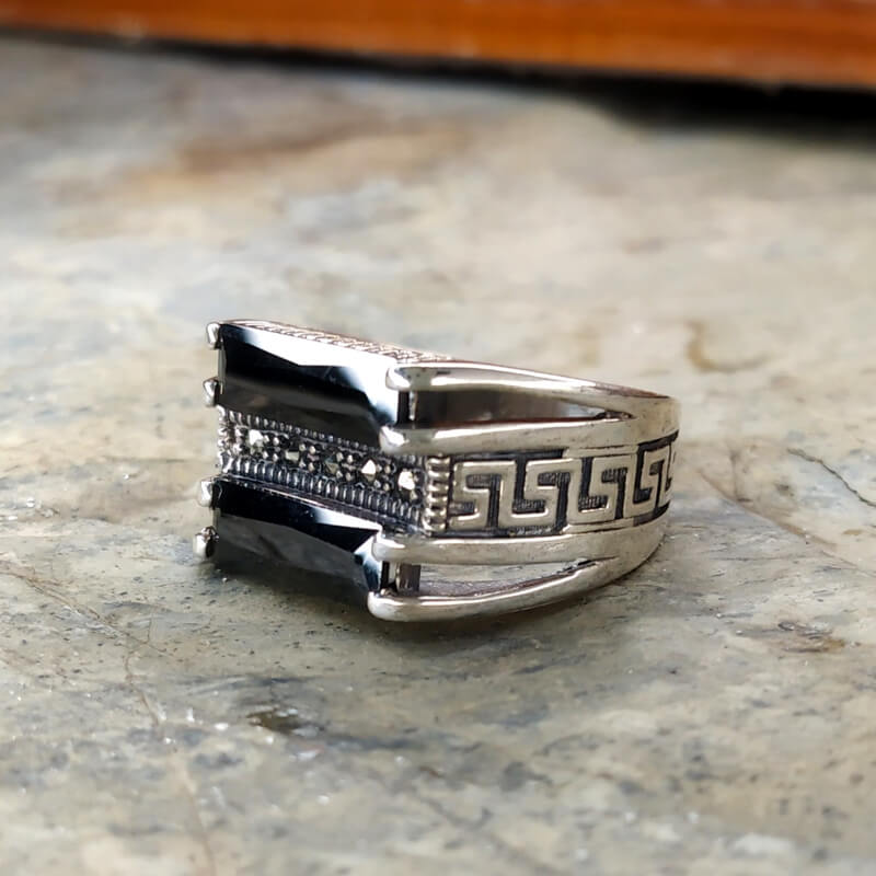 انگشتر طرح ترک سنگ کریستال رکاب نقره