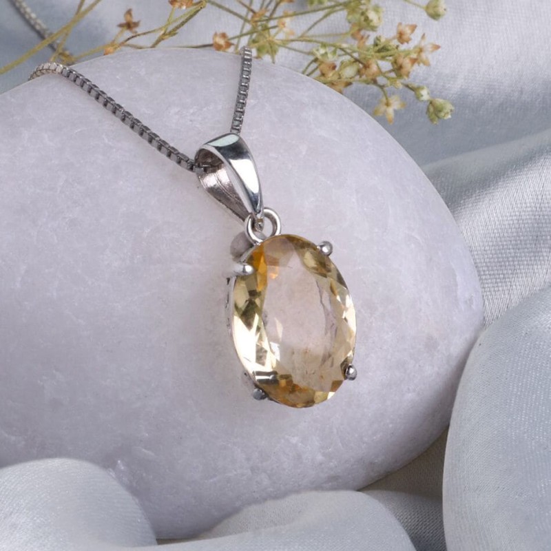 گردنبند سیترین معدنی رکاب نقره