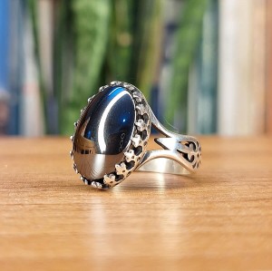 انگشتر مردانه حدید صینی با رکاب نقره