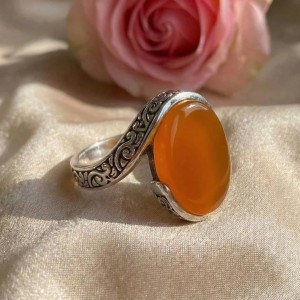 انگشتر مردانه عقیق یمنی نقره روس کد 34