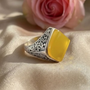 انگشتر مردانه عقیق خراسانی نقره روس کد 35