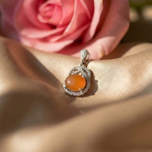 گردنبند زنانه عقیق یمنی نقره کد 56