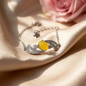دستبند زنانه عقیق خراسانی نقره کد 61