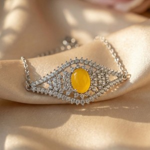 دستبند زنانه عقیق خراسانی نقره کد 62