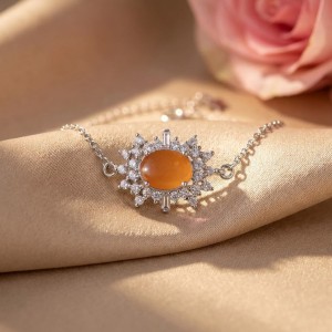 دستبند زنانه عقیق یمنی نقره کد 65