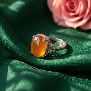 انگشتر جواهری زنانه عقیق یمنی شرف الشمس رکاب نقره +گنجینه پنج حرز شریف_کد 42