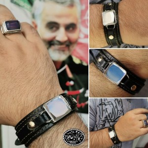 دستبند دُر نجف با تراش خاص دور نگین +گنجینه پنج حرز شریف