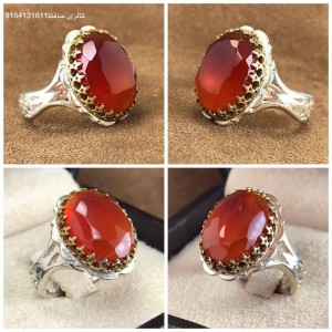 انگشتر شیک با نگین عقیق یمنی آبدار خوشرنگ