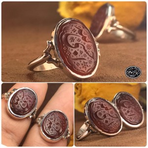 ست نفیس عقیق اصل یمنی با حکاکی حسبی الله