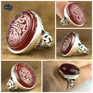 انگشتر نفیس عقیق سرخ خونی و  خوشرنگ یمنی