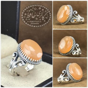 انگشتر شیک  عقیق پرتقالی یمنی تراش الماس