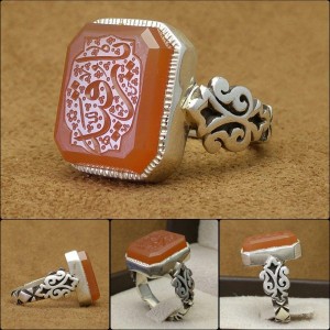 انگشتر نفیس عقیق خوشرنگ و پرتقالی یمنی