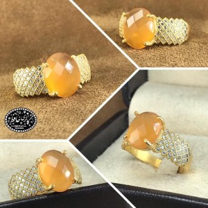 انگشتر شیک عقیق یمنی با نگین های تراش فنسی شده