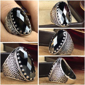 انگشتر درشت و اسپورت بلک کریستال تراش