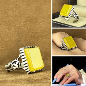 انگشتر عقیق زرد خراسانی طرح رهبری