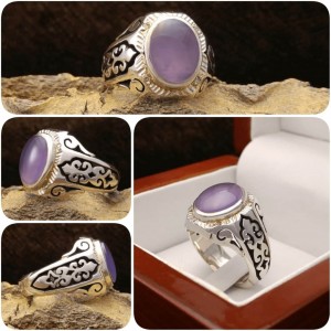 انگشتر شیک مردانه عقیق یمنی کبود دور برلیان اصلی