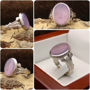 انگشتر مردانه با نگین عقیق یمنی کبود خطی (یازینب سلام الله علیها)