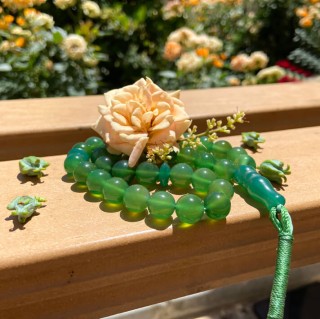 تسبیح عقیق سبز معدنی 33 دانه